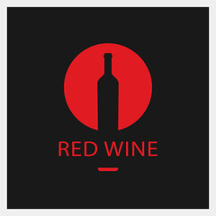 Red Wine. Drink Logo. Bottle Icon Template. Vector Illustration