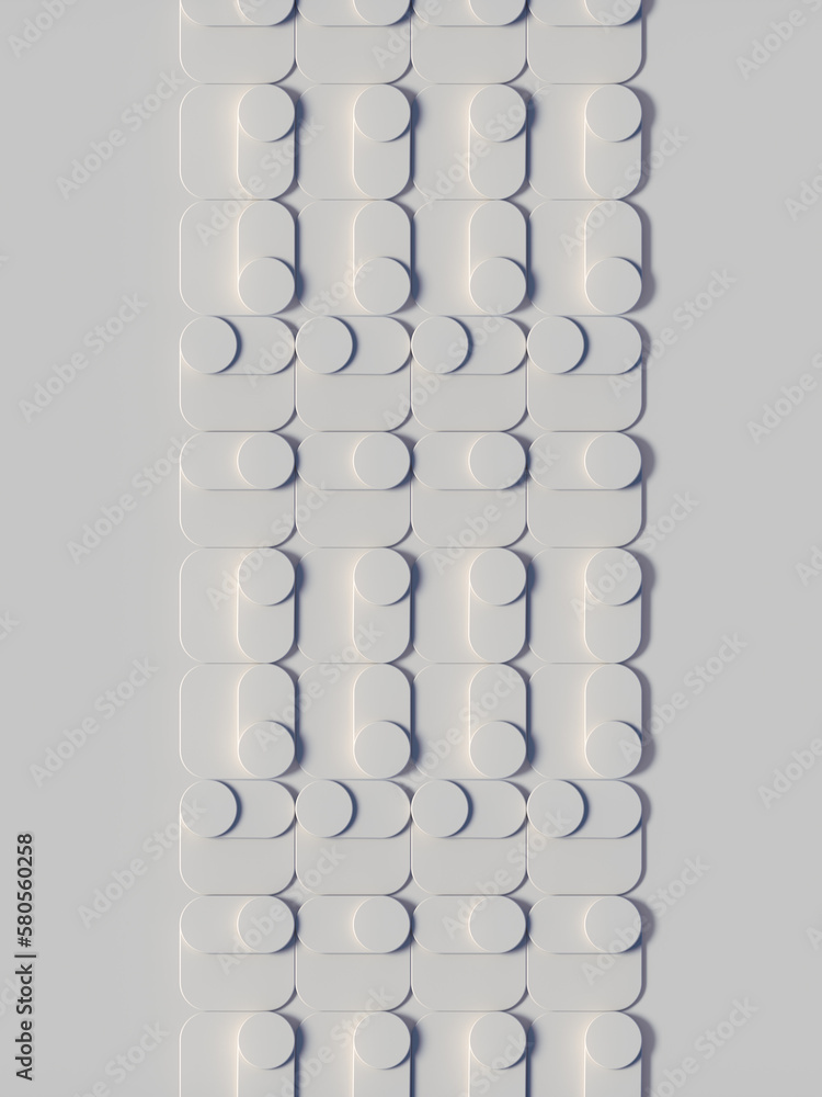 Leinwandbilder White abstract background with a simple geometric pattern. 3d rendering digital illustration