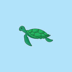 Turtle illustration design in green color.