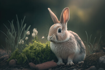 Obraz premium Rabbit, easter bunny, generative ai