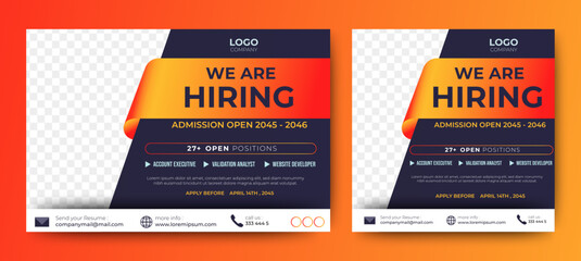 Creative social media post feed design. We are hiring banner, poster, announcement job for company