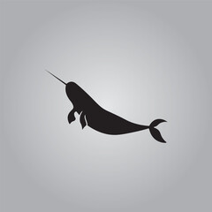 silhouette of a narwhal - obrazy, fototapety, plakaty