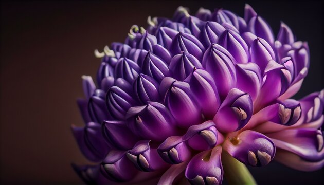 A close-up of a vibrant purple hyacinth with intricate details Generative AI