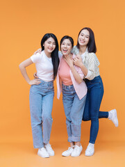 Image of young three Asian girl on background