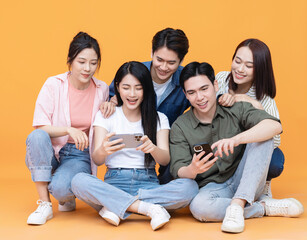 Group people, friends on background