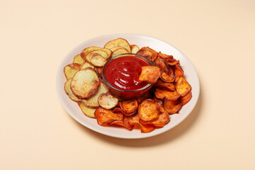 Concept of tasty food, fried sweet potato