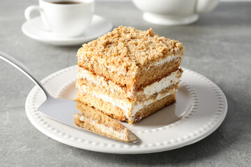 Concept of delicious sweet food - honey cake