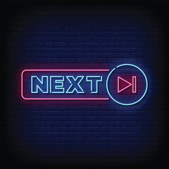 Neon Sign next with brick wall background vector