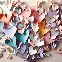 Background with hearts, Paper Cut Collage, Valentines Day, Love, Romantic