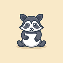 Cute Smile Raccoon Logo Design