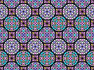 Vector illustration of stained-glass window ornamental eastern colorful arabic pattern