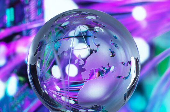 Map design on glass globe