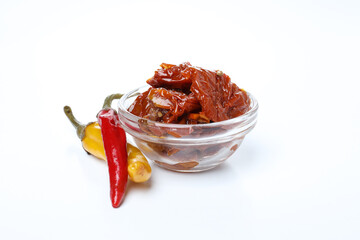 Concept of tasty food - sun-dried tomato, isolated on white background