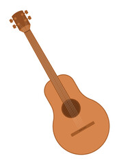 Acoustic six strings guitar semi flat color vector object. Musical instrument. Editable icon. Full sized element on white. Simple cartoon style spot illustration for web graphic design and animation