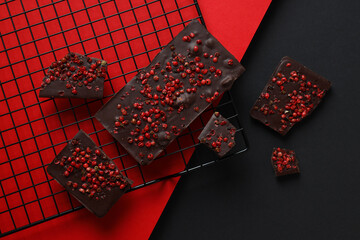 Concept of delicious food - chocolate with pepper