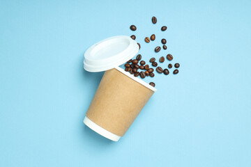 Blank paper cup, composition for delivery and take away concept
