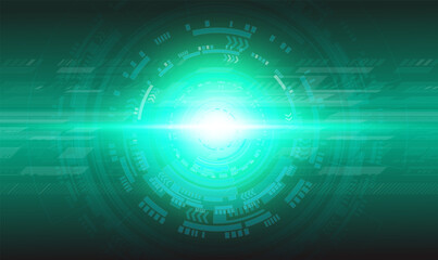 Abstract green computer technology background with circuit board and  circle tech.Vector illustration