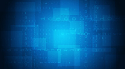 Composition of binary coding processing over blue background. online cyber security concept.Vector illustration