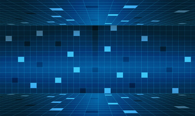 Abstract high technology blue geometric pattern background.Vector illustration