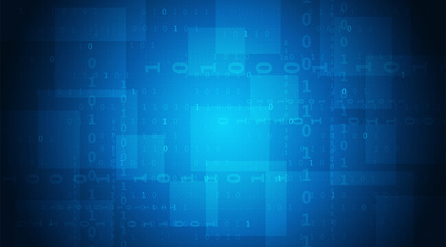Composition of binary coding processing over blue background. online cyber security concept.Vector illustration