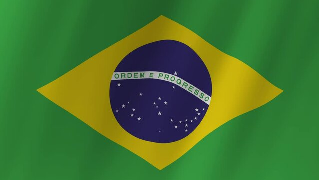 Animation of Brazil flag waving in the wind. Realistic animated Brazilian Flag. Background with flag of Brazil for Brazil independence day. Video for graphic editing, 4k animation, 3d rendering