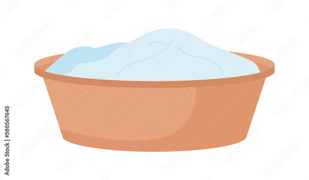 Poster plastic wash bowl with laundry semi flat color vector object. handwashing. editable icon. full sized