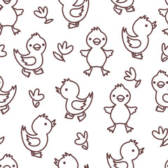 Seamless background with cute ducks