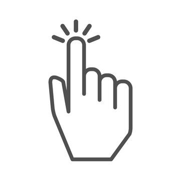 Easy To Use Icon. Simple To Use. Hand Click Sign, And Press Here Icon. Black Outline Vector Logo.