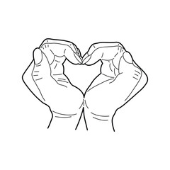 Hands show heart. Sketch style. Vector illustration.