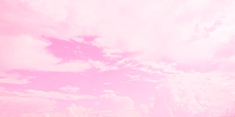 Fototapeta premium White clouds in pink sky. Pink sky background with white clouds.