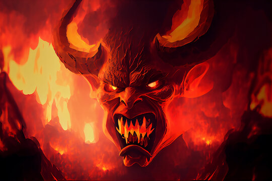 Red fire demon, generative AI