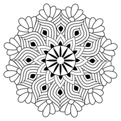 Circular pattern in form of mandala for Henna, Mending, tattoo, decoration. Decorative ornament in ethnic oriental style. Coloring book page. - obrazy, fototapety, plakaty