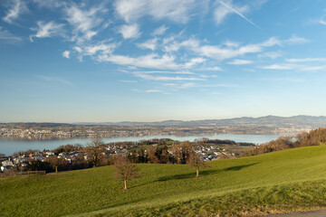 Fototapeta na wymiar View over the lake of Zurich in Switzerland