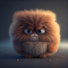 Fluffy Funny Cartoon Cat 
