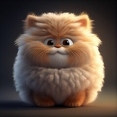 Fluffy Cute Cartoon Cat
