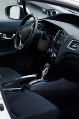 Fototapeta na wymiar Modern car interior. Front passenger seat view