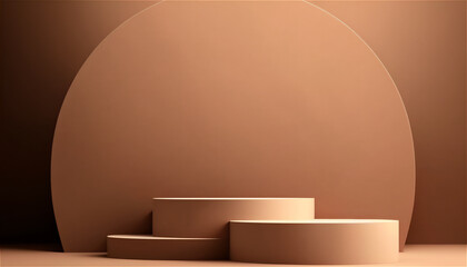 Minimal background.podium and brown background for product presentation. Generative AI