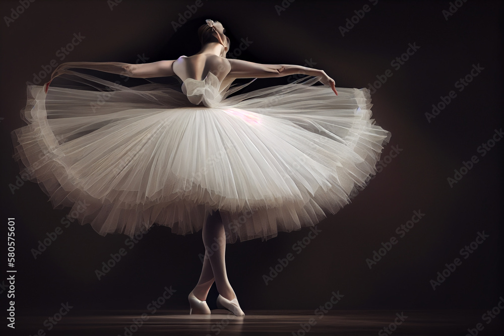 Aufkleber A digital art piece depicting a ballerina in a colorful, abstract environment, with her body contorted in a mesmerizing pose. Generative AI technology.