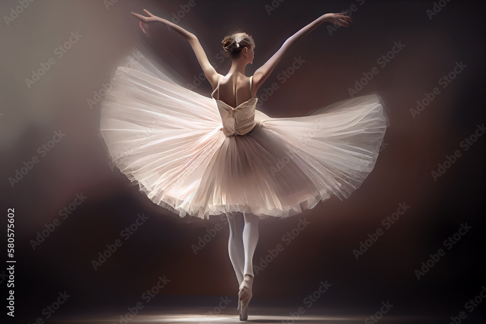 Aufkleber A digital art piece depicting a ballerina in a colorful, abstract environment, with her body contorted in a mesmerizing pose. Generative AI technology.