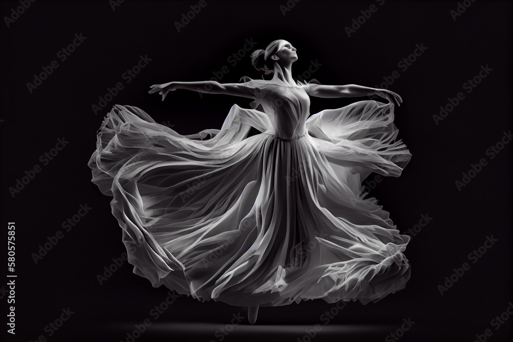 Aufkleber A digital art piece depicting a ballerina in a colorful, abstract environment, with her body contorted in a mesmerizing pose. Generative AI technology.