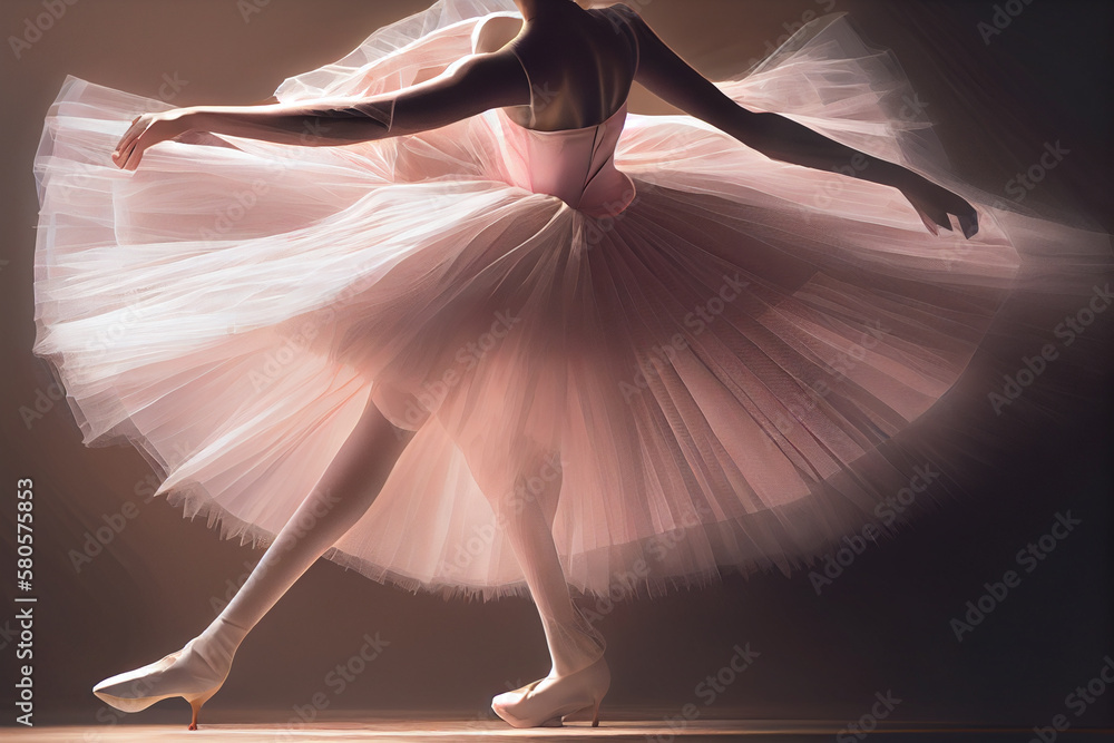Aufkleber A digital art piece depicting a ballerina in a colorful, abstract environment, with her body contorted in a mesmerizing pose. Generative AI technology.