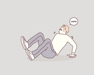 frightened man. Hand drawn style vector design illustrations.