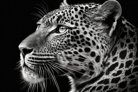 close up Picture of a Black and White Leopard. Generative AI