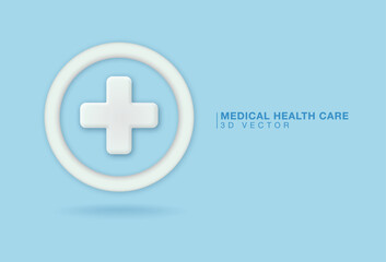 White medical health care icons in 3d style. Concept healthcare modern medical concept. template on clean blue background.