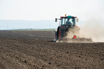 Tractor working in the field