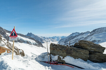 Fototapeta premium Incredible alpine scenery from the top of the Jungfraujoch in Switzerland