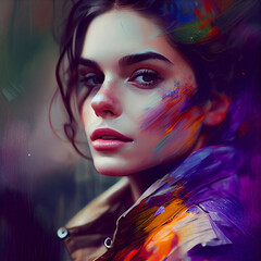 Fototapeta premium Woman artistic paint - AI generated image - Unrelated to real people