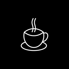 Cup of coffee line icon, Black coffee and energy icon isolated on black background.