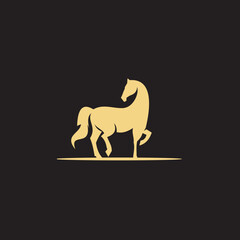horse Logo is created with lines forming a stylized horse in gold color.