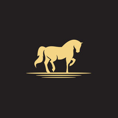 horse Logo is created with lines forming a stylized horse in gold color.